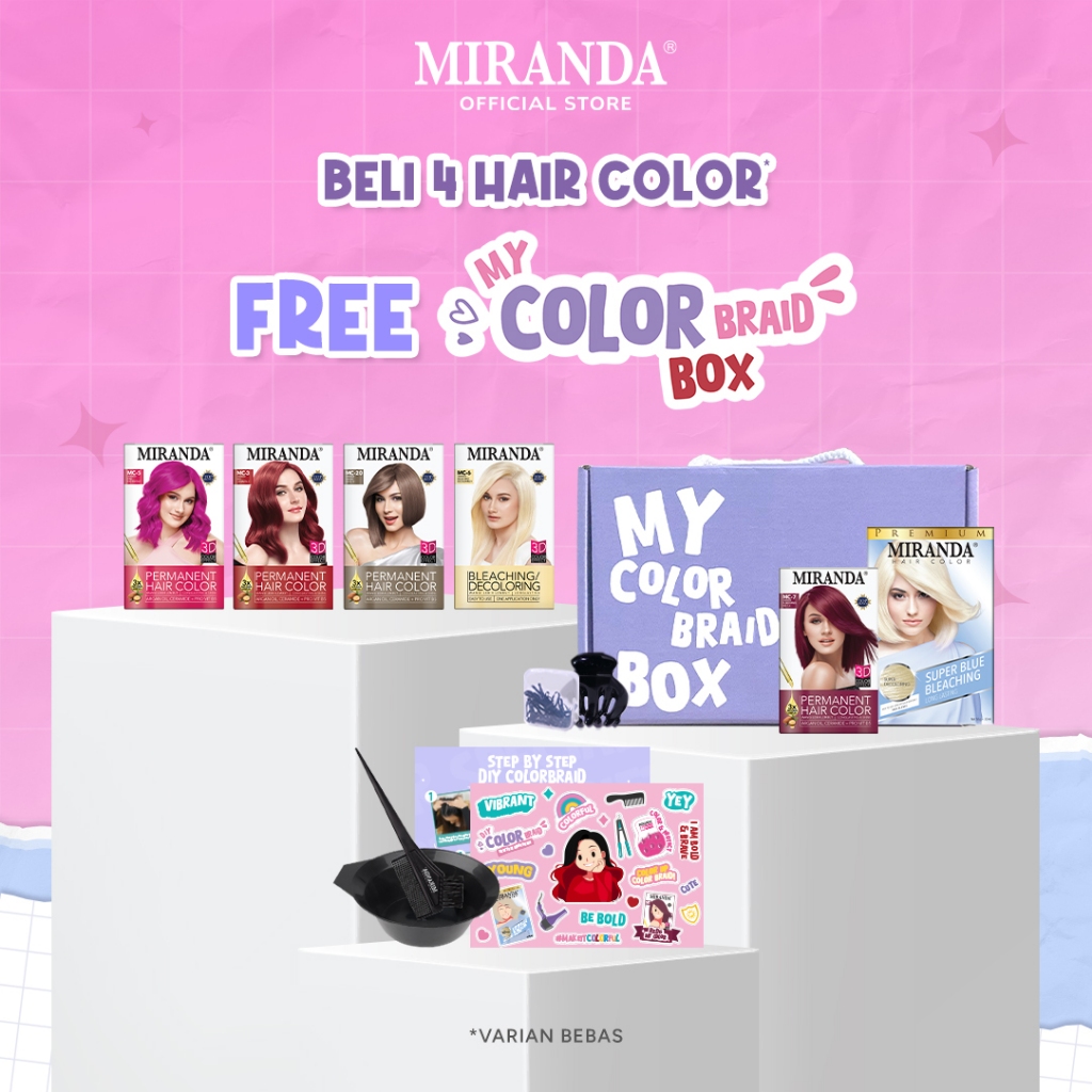 Jual [4in1] Miranda Hair Color 30ml + FREE Colorbraid Box Kit | Shopee ...