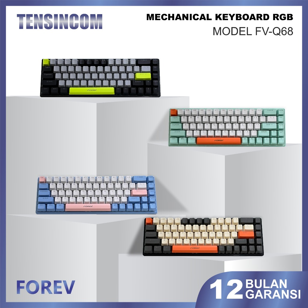 Jual Tensincom Keyboard Mechanical Gaming RGB Forev FV-Q68 Type-C Wired ...
