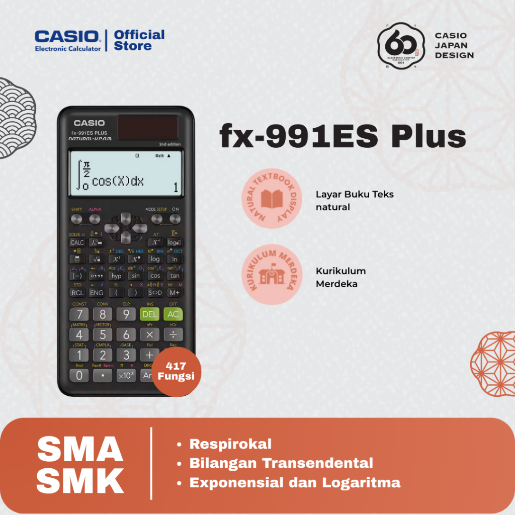 Casio Calculator Kalkulator Scientific ClassWiz untuk SMA / SMK / Universitas / Kuliah  FX 991 ID - FX 991 ES Plus - FX 570 ES plus - FX 991 CW IPA Sc