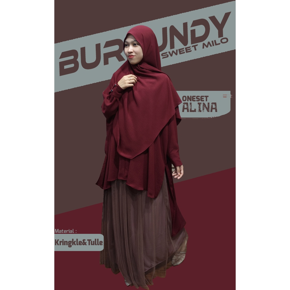 Jual (CRS) Gamis Oneset Alina Exclusive (Tunik + Rok + Hijab) | Shopee ...
