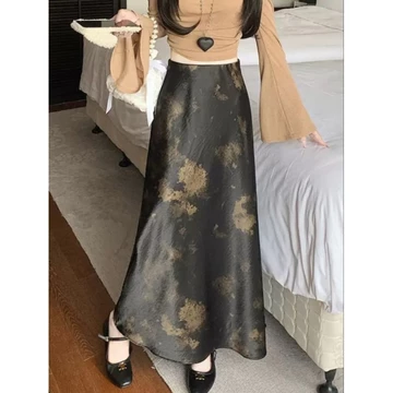 Rok Import Satin Polos Motif Panjang Wanita Korean Style 2025