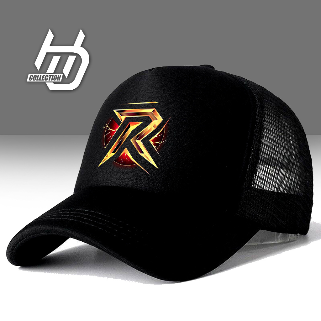 Jual Topi Hitam Dengan Logo Komik Kartun Inisial Desain Huruf Abjad ...
