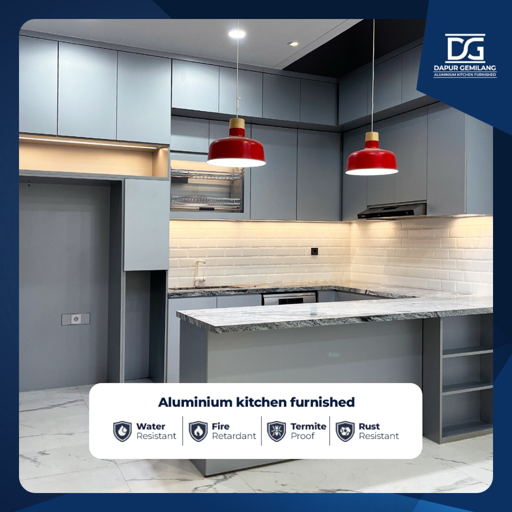 Jual Kitchen Set Aluminium Bahan ACP, Type Premium - Light Silver ...