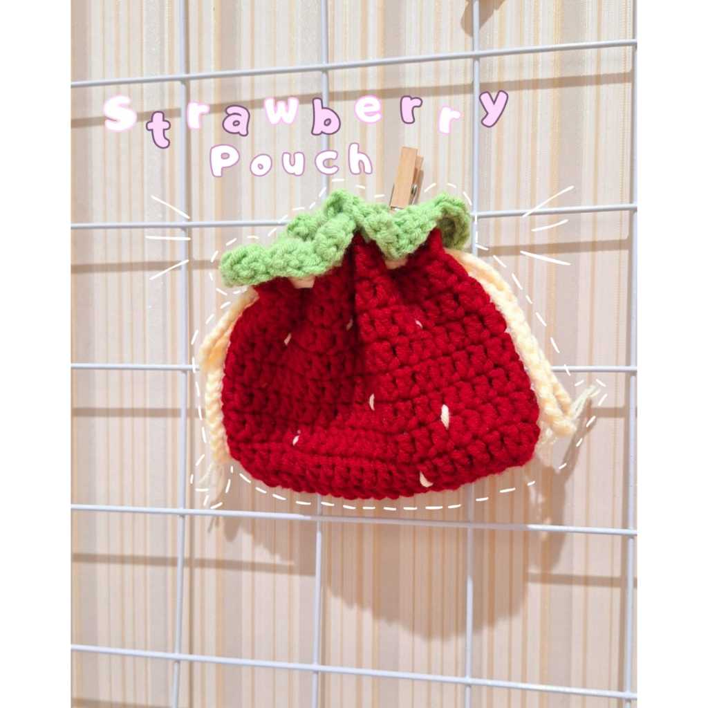 Jual Strawberry Pouch - pouch rajut stoberi | Shopee Indonesia