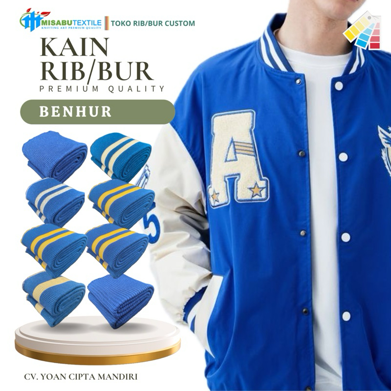 Jual Kain Rib Bur Elastis – Polos / Motif Strip – Lebar 90cm – Untuk ...