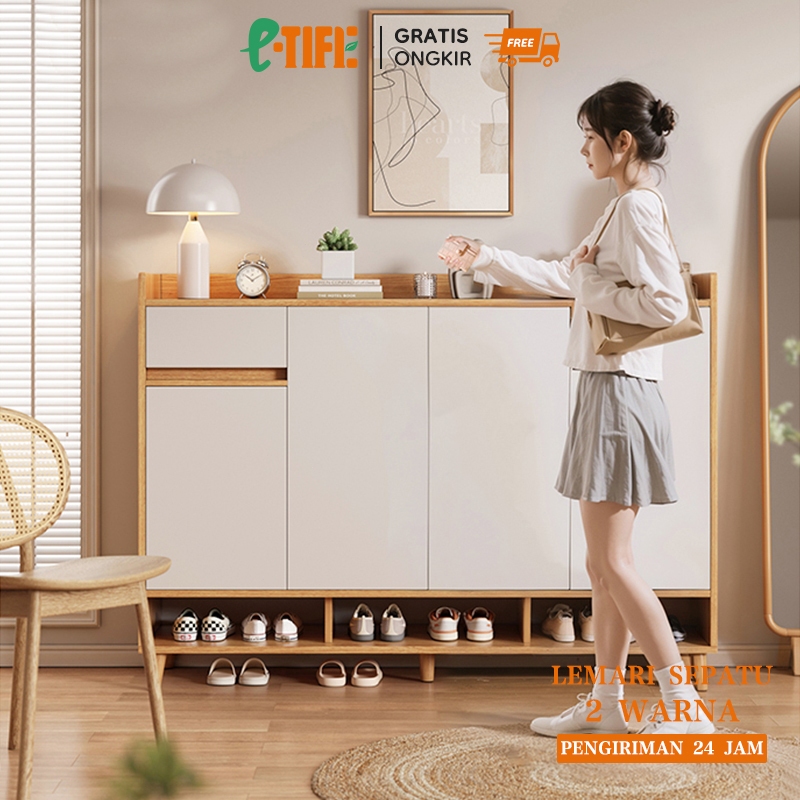 Jual E-TIFE Rak Sepatu Susun Tertutup Rak Sepatu Aesthetic Lemari ...