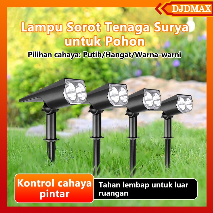 Jual DJDMax Lampu Sorot Taman Tenaga Surya Outdoor, 2 LED Super Terang ...