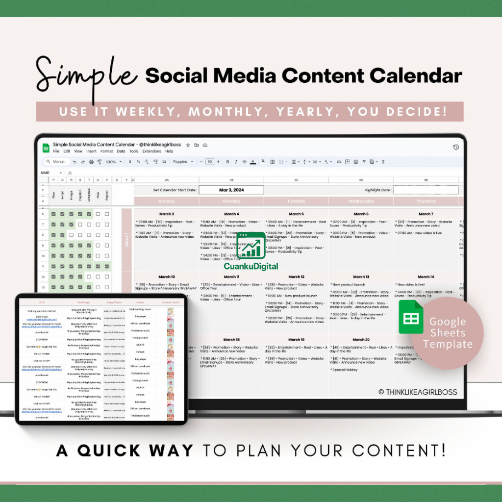 Jual Template Kalender Konten Media Sosial & Marketing Planner ...