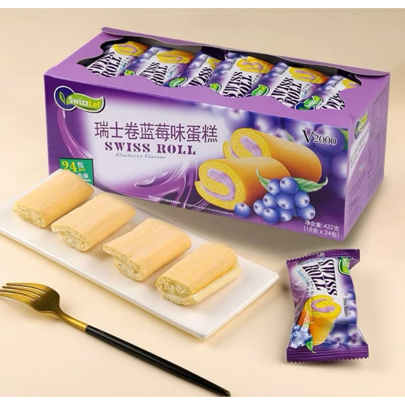 Jual Swizzlef Swiss Roll isi 24 Bolu Rasa Blueberry Coconut Strawberry ...