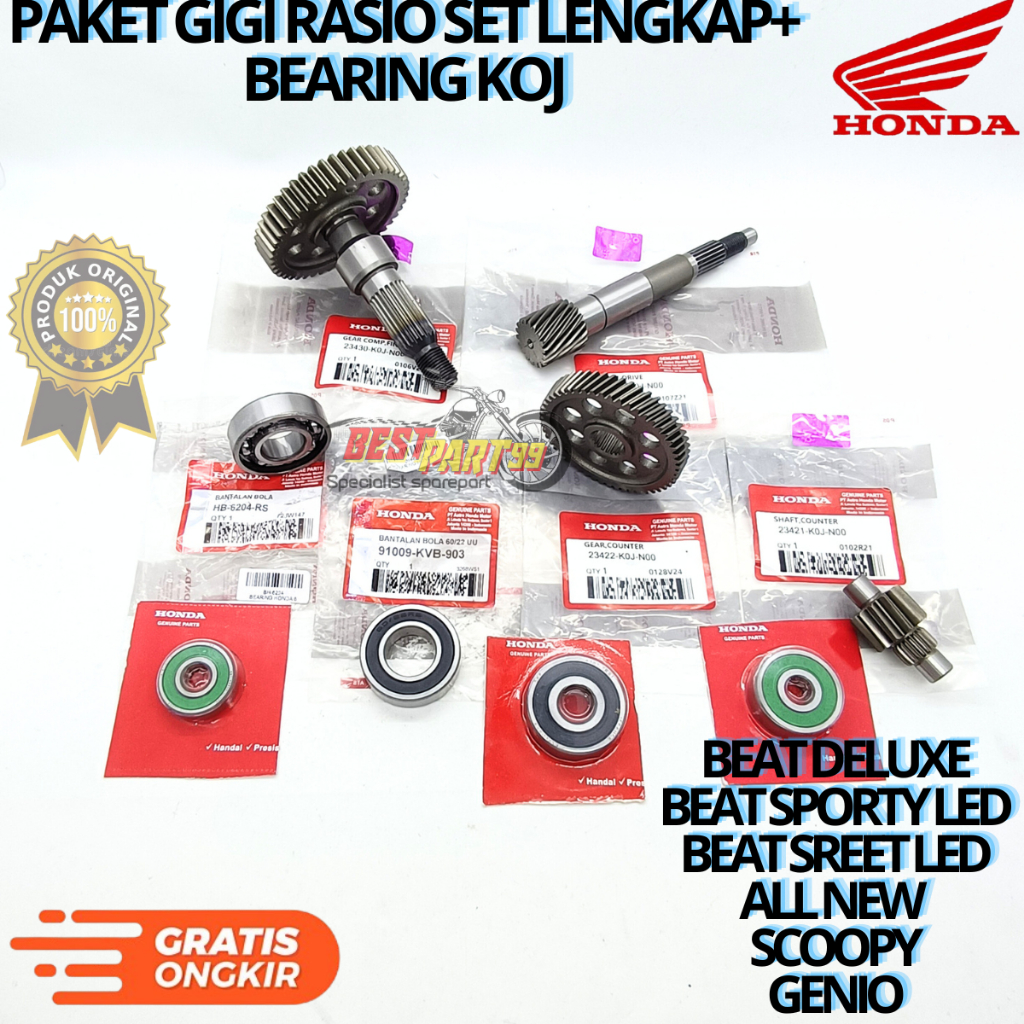 Jual Paket gigi rasio set + bearing honda BEAT DELUXE/SPORTY LED/STREET ...