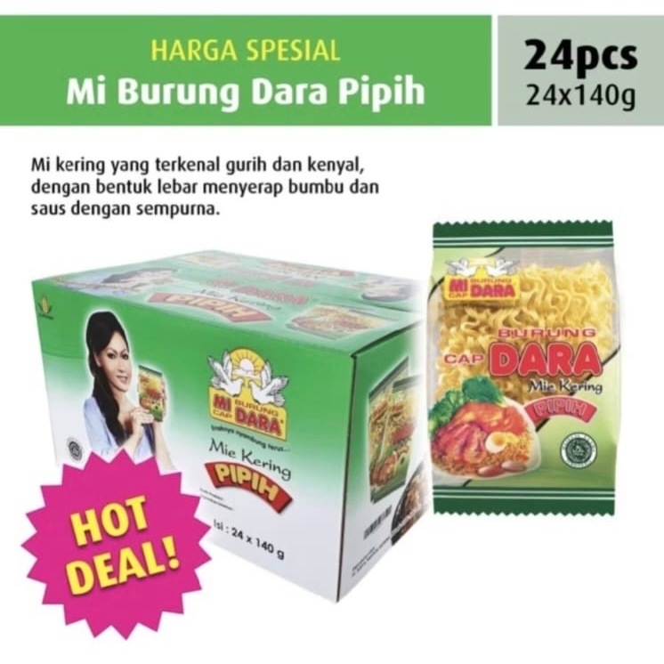 Jual Mi / Mie Burung Dara Kering Pipih Inul isi 24 pcs x 140gr 1 Dus ...