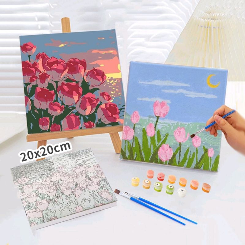 Jual Paint By Number Kit 20x20cm Kanvas Siap Lukis / DIY Canvas Acrylic ...
