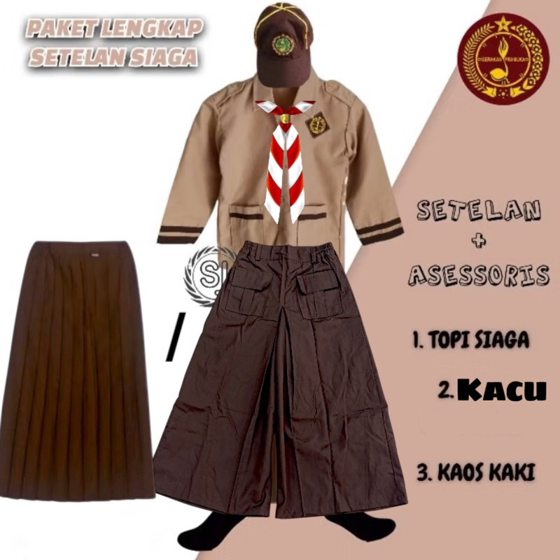 Jual Seragam sekolah paket setelan siaga panjang pramuka kulot & rok ...