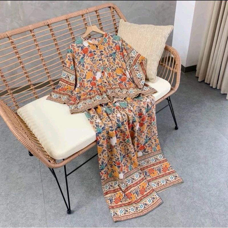 Jual TIDAK TANGAN BALON - ABELIA SET RAYON RAMPEL LD 110CM CELANA KULOT ...