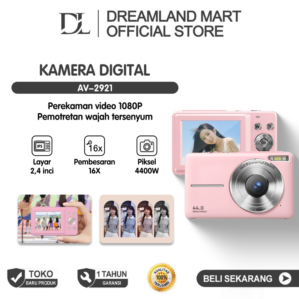 Jual DL 32G Kamera digital pocket CAM 44MP 8X 1080P digicam kamera ...