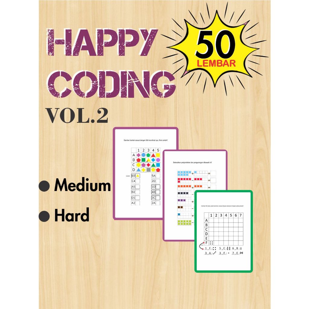 Jual 50 lembar kertas aktivitas coding untuk anak vol 2/coding ...