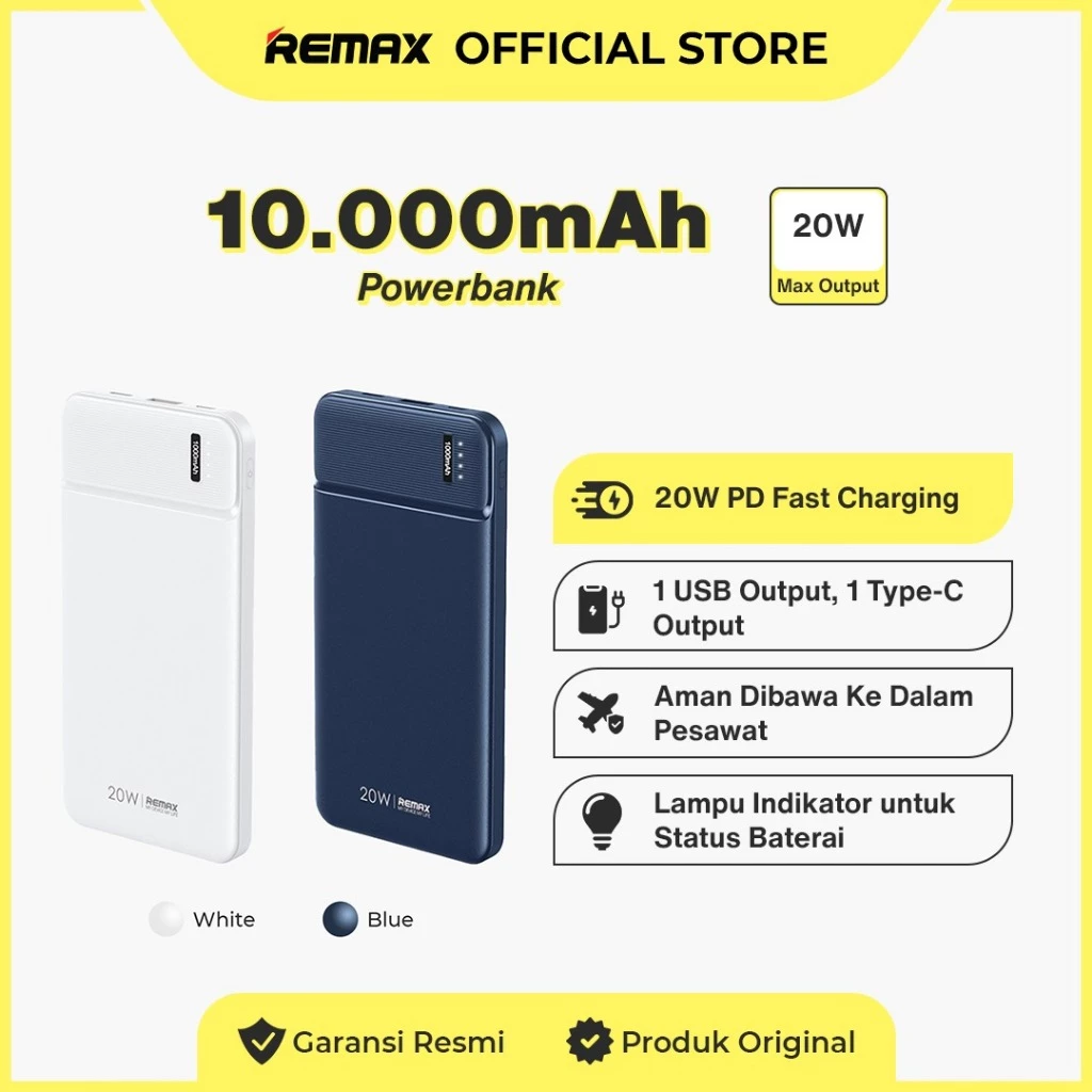 Remax Pure Series 10000mAh QC 18W PD 20W Flight Friendly RPP-287