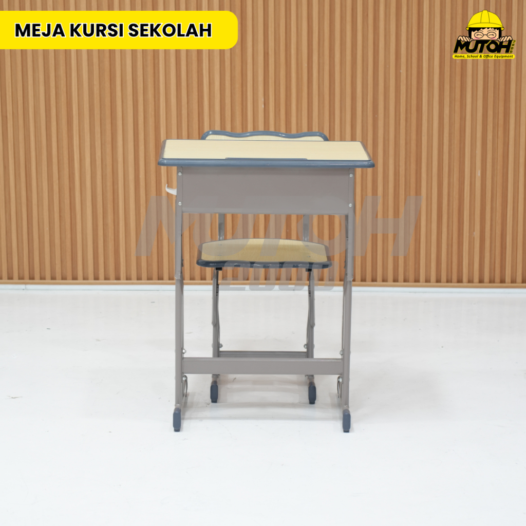 Jual Meja kursi sekolah adjustable 1 set Cokelat List Abu Abu meja ...