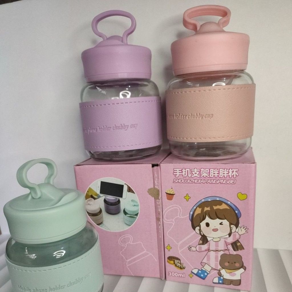 Jual BOTOL TUMBLER KACA MOBILE PHONE HOLDER CHUBBY CUP KEMAS BOX PABRIK ...