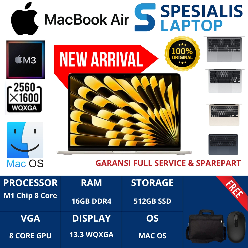 Jual iBox - Apple Macbook Air 13 M3 Chip RAM 8GB 512GB SSD 13.3 Liquid ...