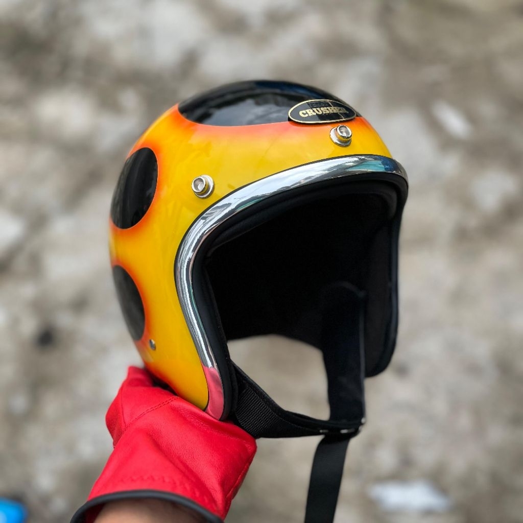 Jual Helm Slimhead Flame Ghost Rider bh crushercustoms Helm Retro ...
