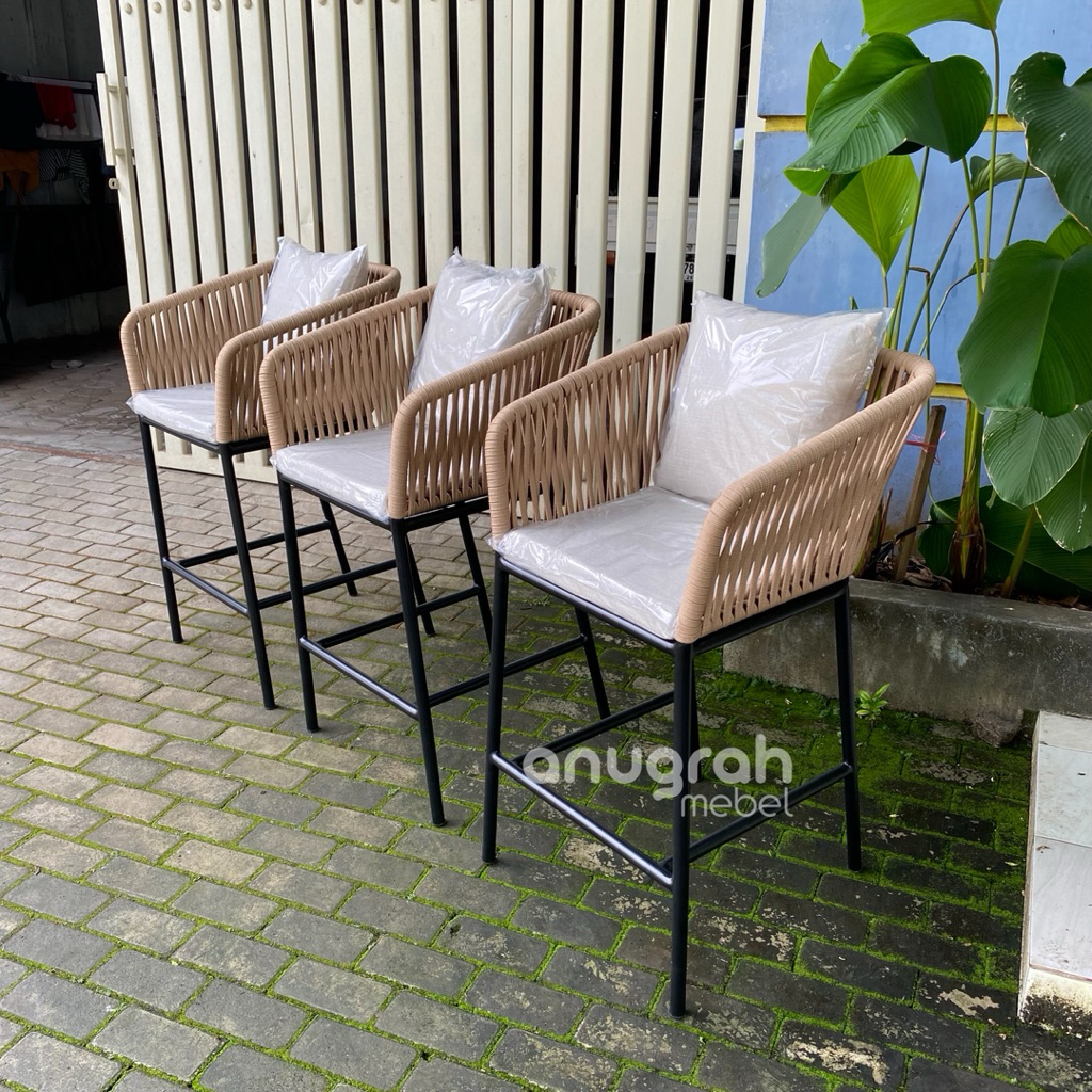 Jual Kursi Bar Anyaman Tali Rope / Kursi Cafe Bar Anyaman / Kursi Bar ...