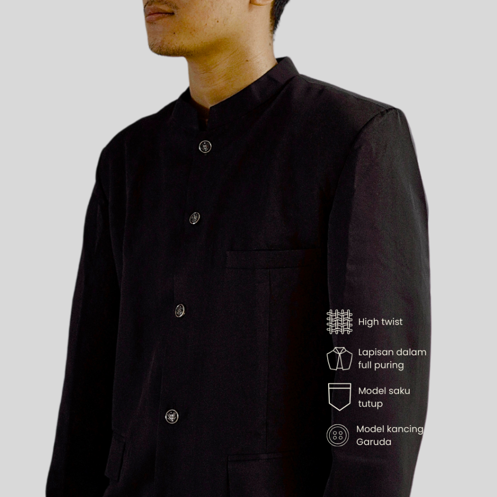 Jual Beskap Jas Koko HItam Polos Jumbo Pria Muslim Premium Formal ...