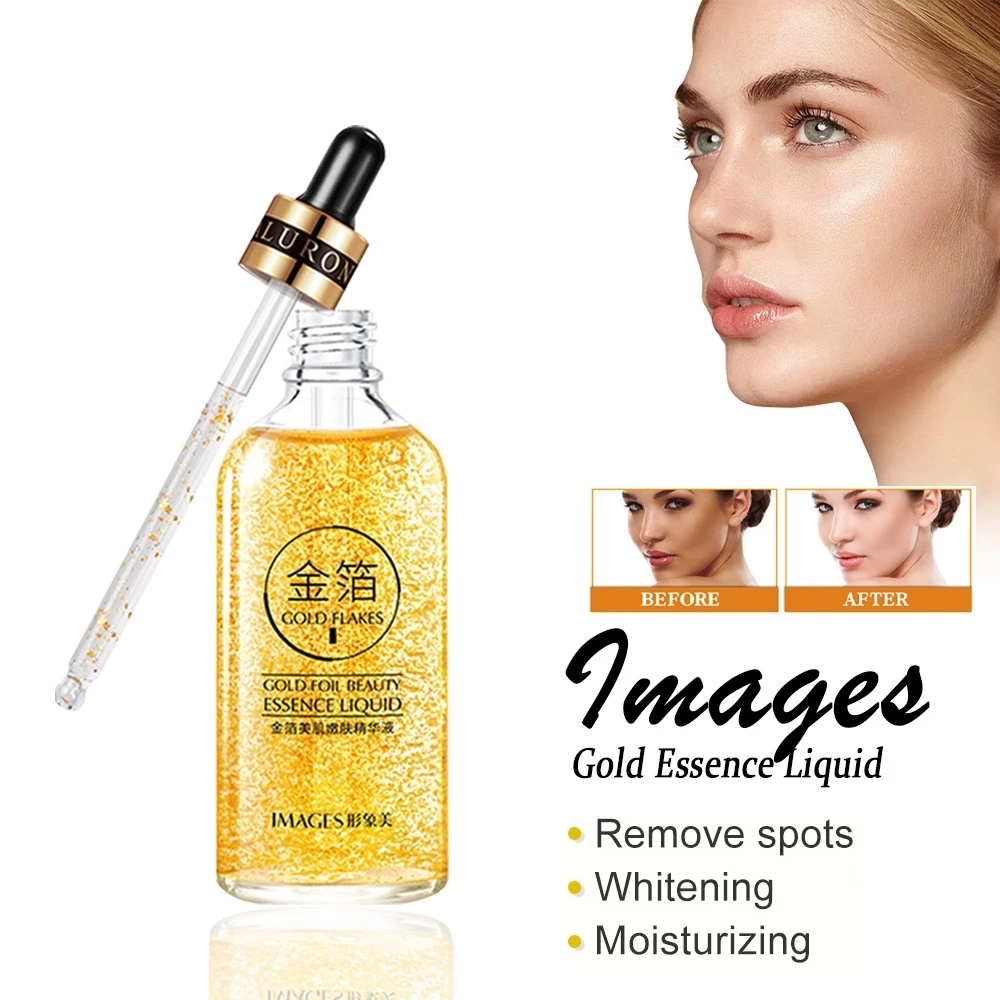 Images Gold Foil Beauty Essence Liquid Serum Wajah Glowing Menghilangkan Flek Hitam dan Bekas Jerawat Pencerah Wajah 100ml | AutoStock