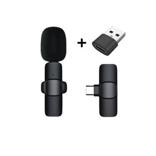 Microphone Nirkabel Mic Clip On Wireless Portabel Usb Type C Micro Lightning Ios Adapter