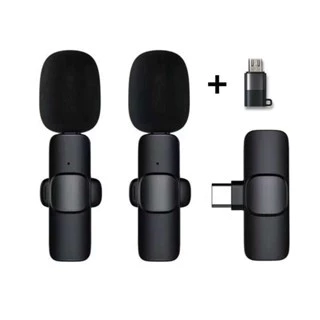 Microphone Nirkabel Mic Clip On Wireless Portabel Usb Type C Micro Lightning Ios Adapter