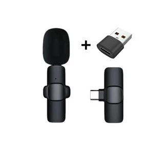 Microphone Nirkabel Mic Clip On Wireless Portabel Usb Type C Micro Lightning Ios Adapter
