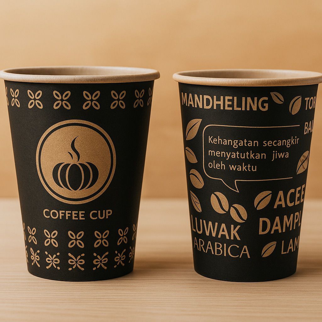 Jual (Grosir) Paper cup Kraft 8oz (50) Motif dan Polos RAPIDO Tahan ...