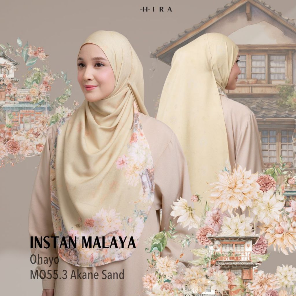 HIRA Instan Malaya Ohayo Hijabwanitacantik Pashmina Jilbab Motif Jepang