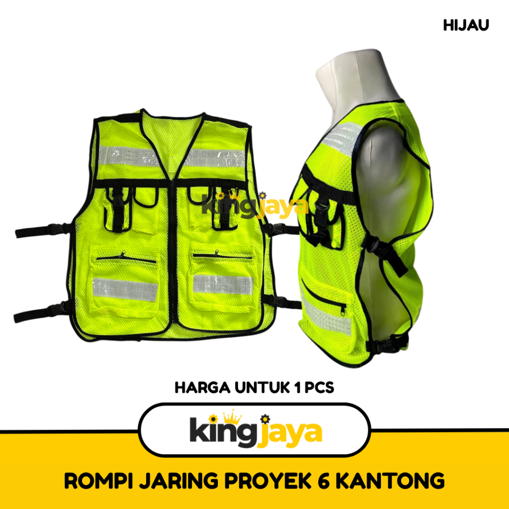 Jual Rompi Jaring Proyek 6 Kantong / Rompi Safety Proyek Tambang ...