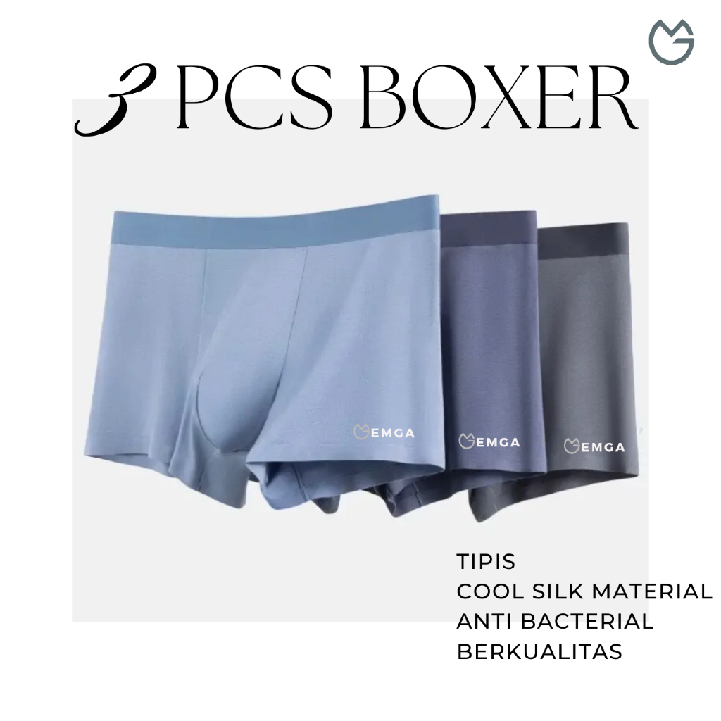 Jual Boxer Celana Dalam Pria Isi 3 Emga SB1A Cool Silk Seamless Celana ...