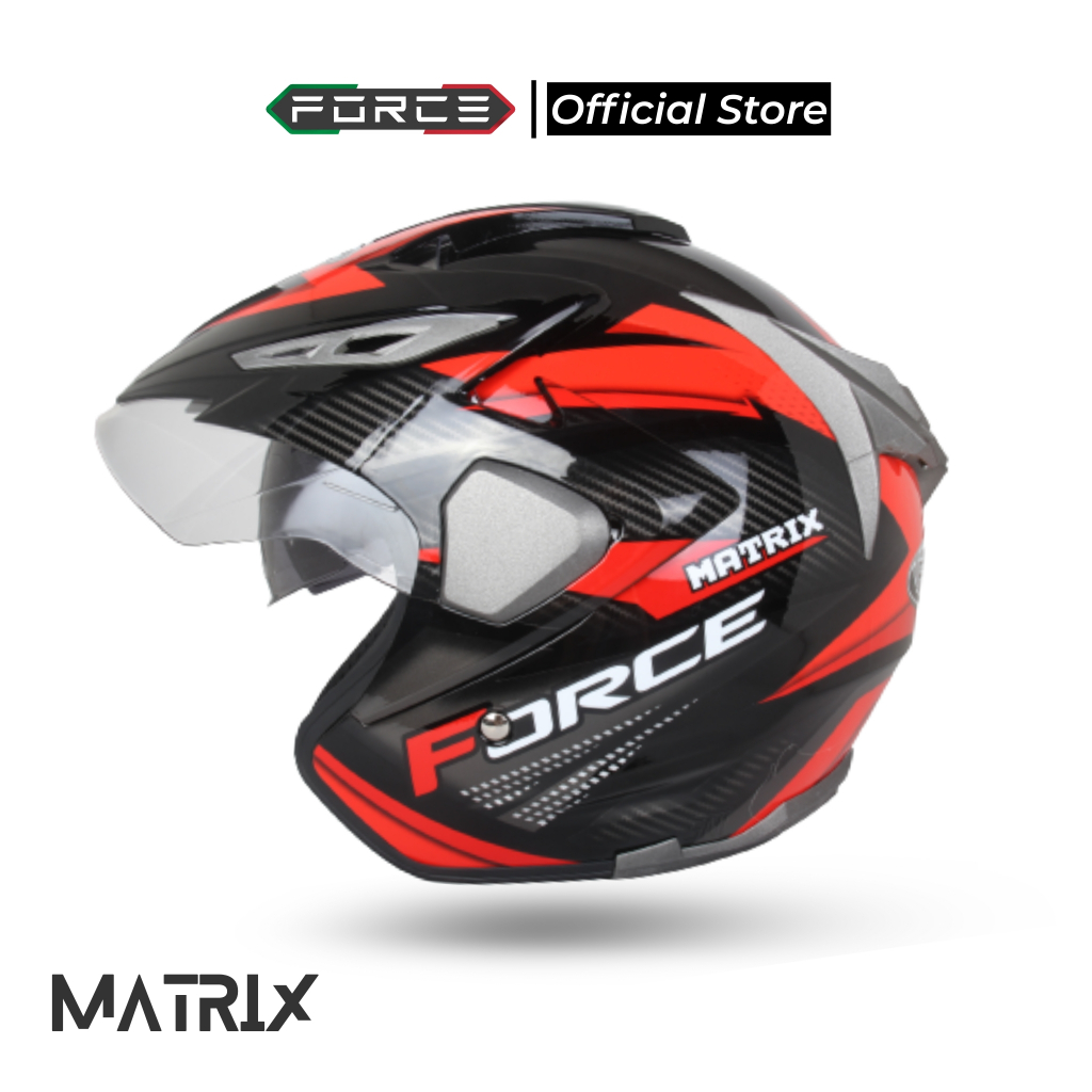 Jual FORCE Matrix Helm Half Face Double Visor (Non Smartlock) | Shopee ...