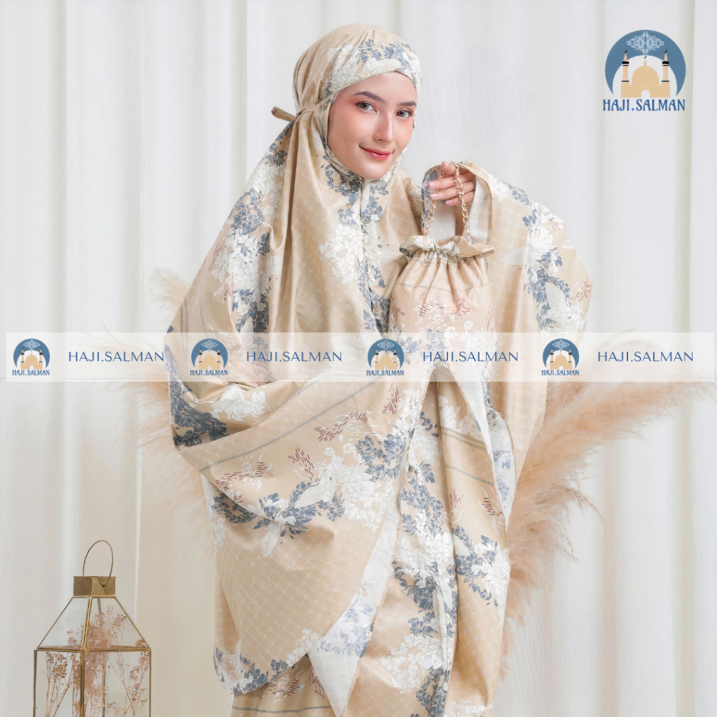 HAJI.SALMAN MUKENA DEWASA AZURA HASYA 2IN1 RESLETING TRAVEL KATUN MOTIF