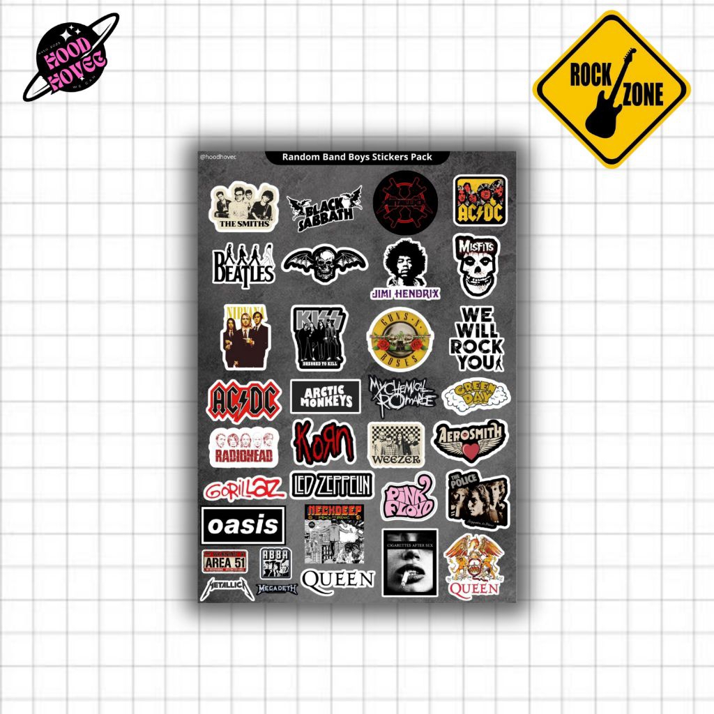 Jual RANDOM BAND STIKER PACK 30 PCS VINYL GLOSSY | Shopee Indonesia