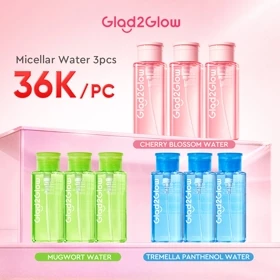 Glad2Glow Micellar Water All Series 3PCS Cherry Blossom Sensitive Care ACID ACNE CLEAR Makeup