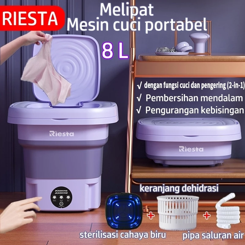 2024 mesin cuci mini portable 2 tabung 8l mesin cuci lipat otomatis
