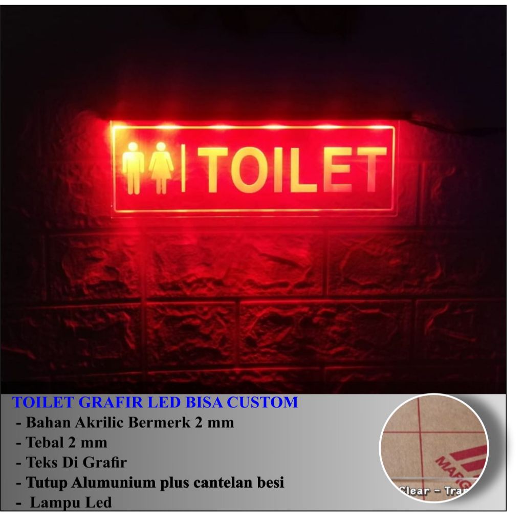 Jual SIGN TOILET LED DI GRAFIR ATAU UKIR MENYALA BISA CUSTOM TEMPAT ...