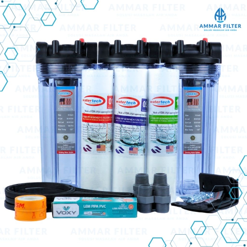 Jual Paket Filter Air Kotor 3 tahap Nanotec Eugen Puretrex 10 inch ...