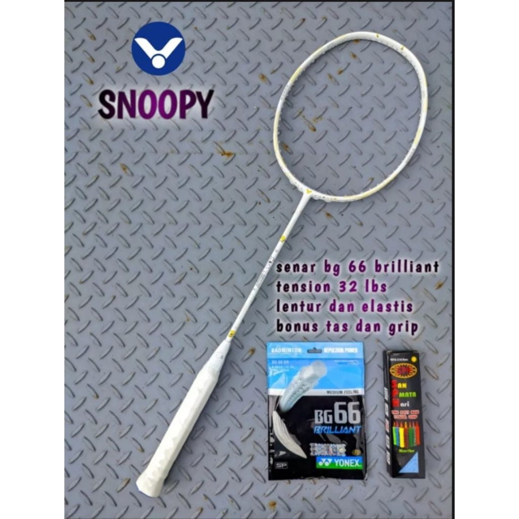 Jual RAKET BADMINTON VIKTOR SNOOPY TERBARU 32 LBS SIAP PAKAI GRATIS TAS ...