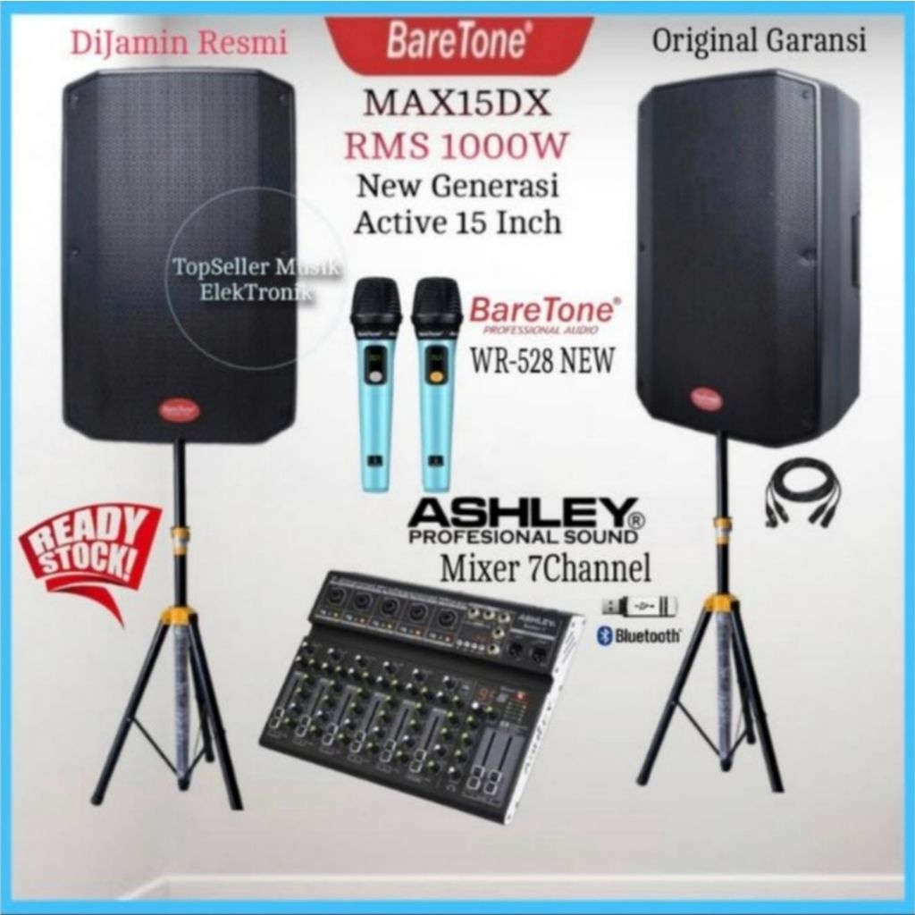 Jual Set paket Sound System Karaoke Speaker 15 Inch BareTone Max15Dx ...