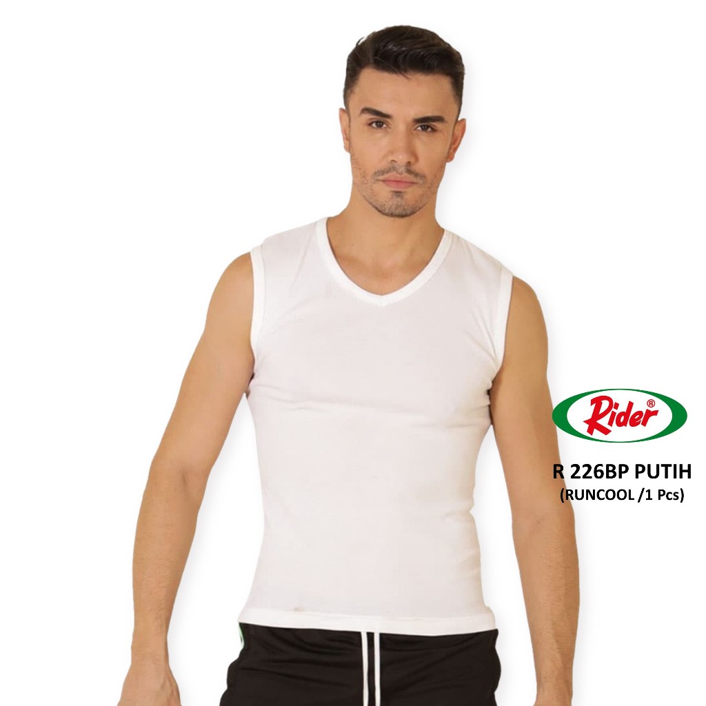 Jual Kaos Sleeveless RIDER V-NECK R 226 PUTIH ISI 1Pcs | Shopee Indonesia