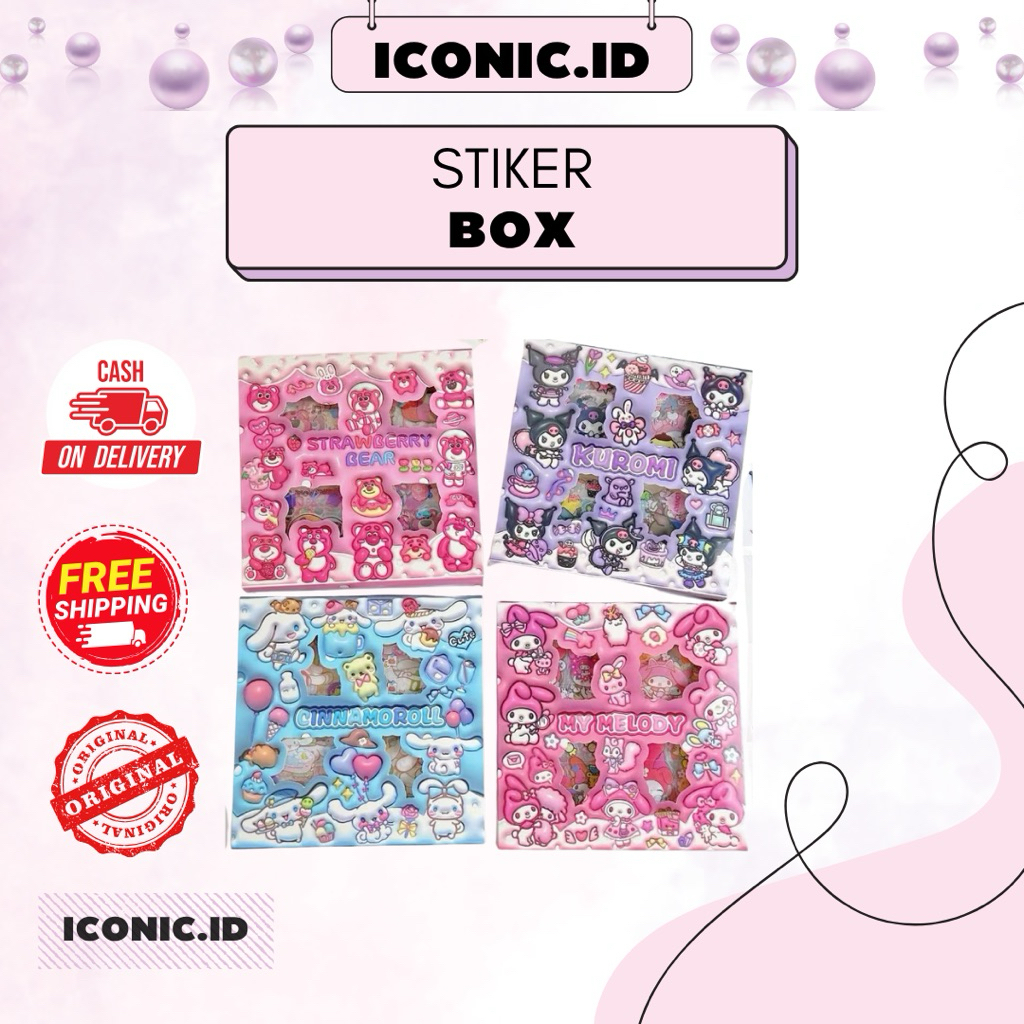 Jual Iconic.id-Stiker Box Isi 100 Lembar / Stiker Box Sanrio / Stiker ...