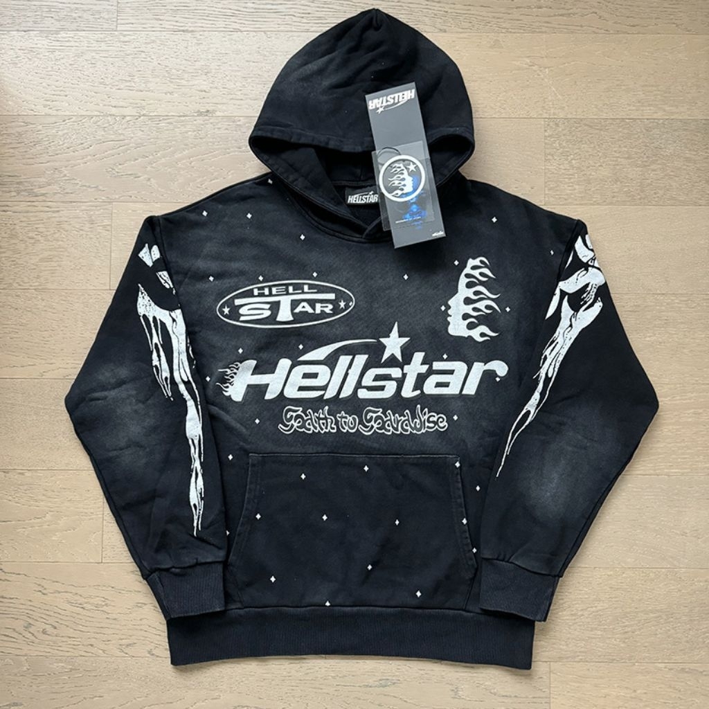 Jual HELLSTAR (NFC TAG) WITH LOGO HOODIE BLACK FLAME SPORT