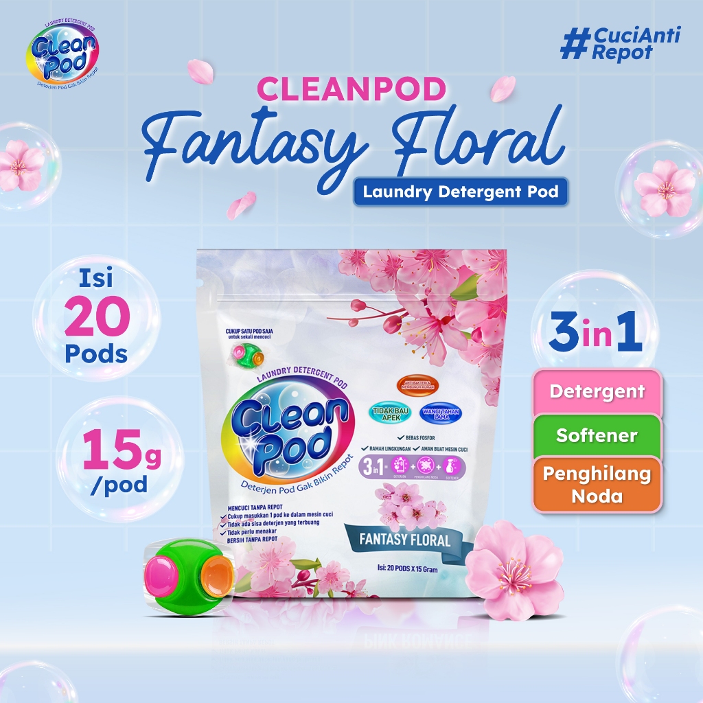 Jual [ CLEANPOD ] CleanPod Fantasy Floral Scent Laundry Detergent Pods ...