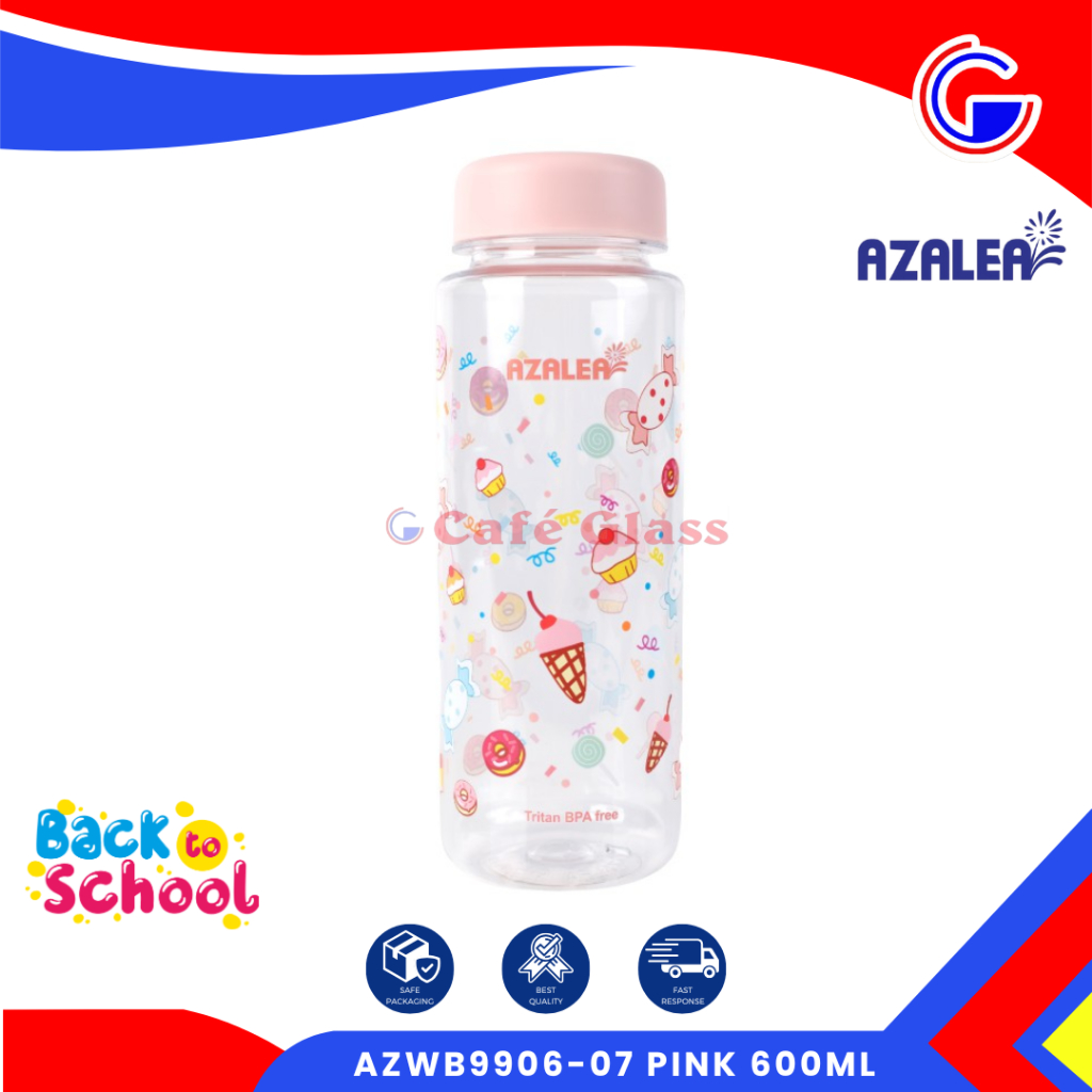 Botol Minum Anak Perempuan Pink Sweets Azalea / Botol Minum Air 600Ml Bpa Free / Pink Water Bottle / Kado Lucu Untuk Anak Cewek (Azwb9906-07)