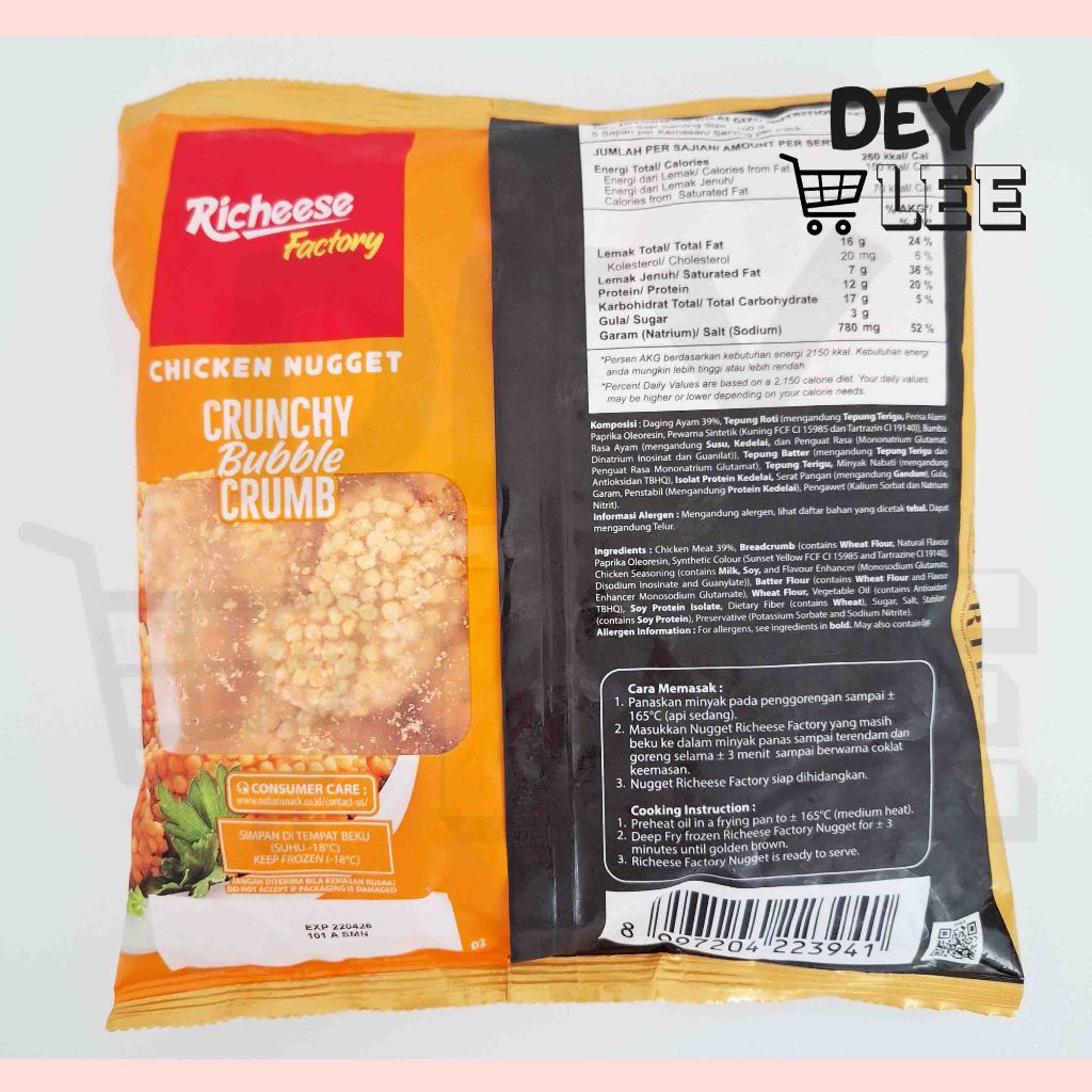 Jual RICHEESE FACTORY Chicken Nugget CRUNCHY BUBBLE CRUMB 500gr Frozen ...